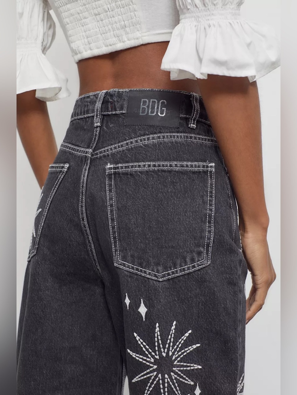 NWT BDG High-Waisted Baggy Jean — Embroidered - Picture 4 of 11